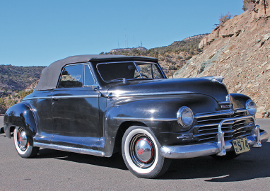 Photo of Duane and Trisha Copley's 1948 Plymouth Convertible out West