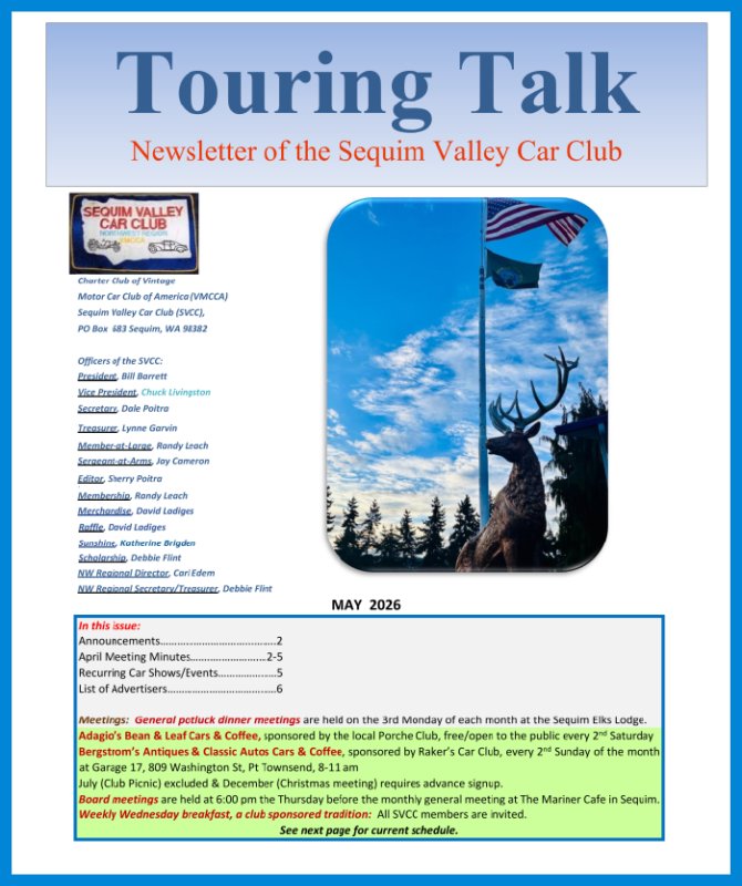 Graphic from the VMCCA July 2026 Touring Chronicle